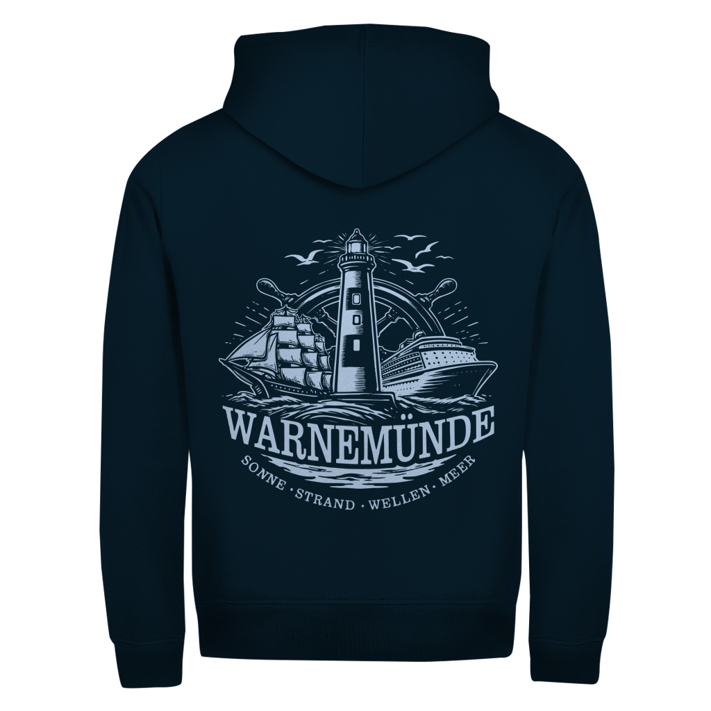Hoodie-Jacke  "Warnemünde Leuchtturm" #500 - beidseitiger Druck
