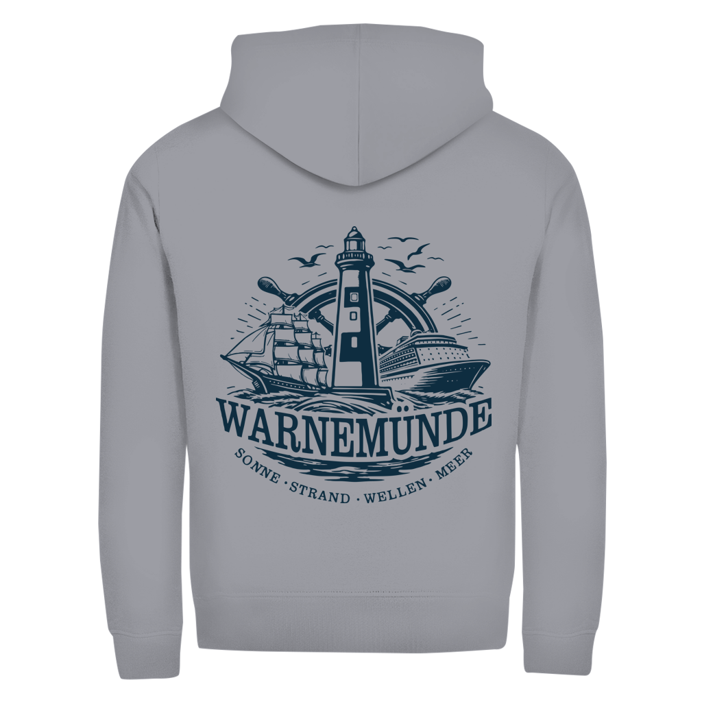 Hoodie-Jacke  "Warnemünde Leuchtturm" #500 - beidseitiger Druck