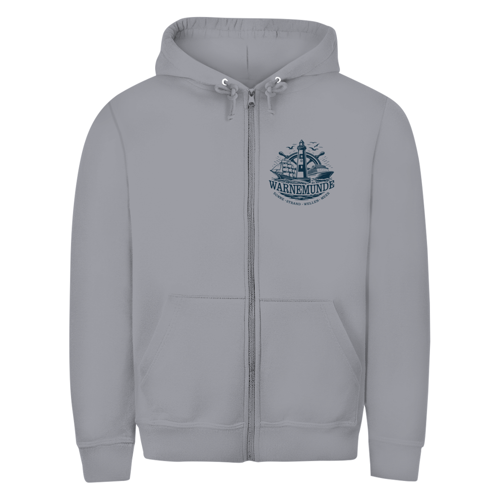 Hoodie-Jacke  "Warnemünde Leuchtturm" #500 - beidseitiger Druck