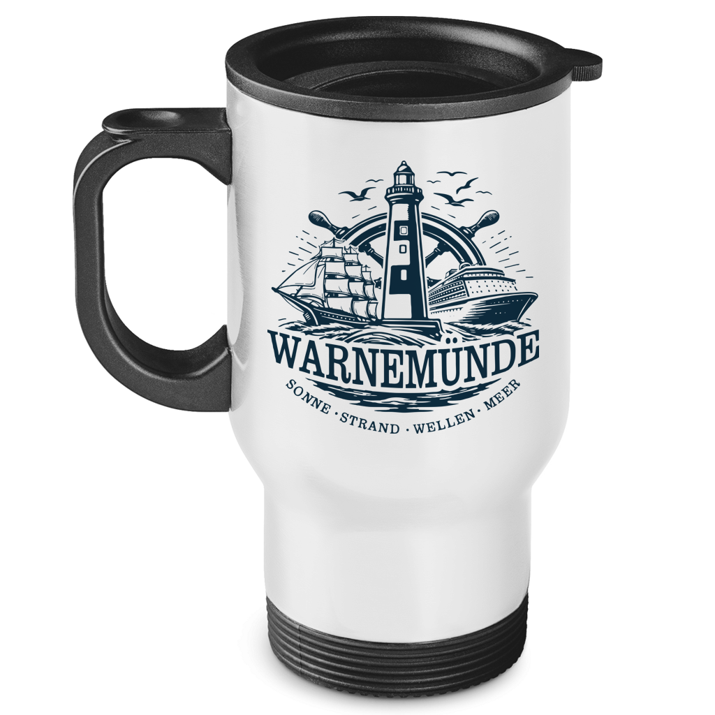 Edelstahl-Thermobecher "Warnemünde Leuchtturm" #500