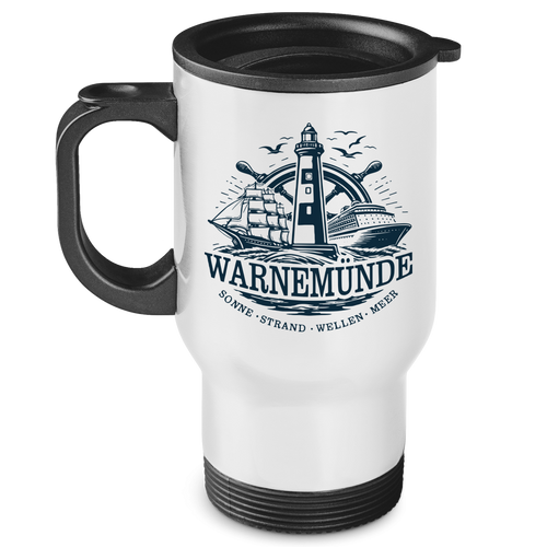 Edelstahl-Thermobecher "Warnemünde Leuchtturm" #500