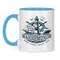 Keramik-Tasse zweifarbig  "Warnemünde Leuchtturm" #500