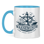 Keramik-Tasse zweifarbig  "Warnemünde Leuchtturm" #500