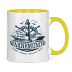 Keramik-Tasse zweifarbig  "Warnemünde Leuchtturm" #500