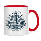 Keramik-Tasse zweifarbig  "Warnemünde Leuchtturm" #500