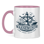 Keramik-Tasse zweifarbig  "Warnemünde Leuchtturm" #500