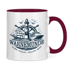 Keramik-Tasse zweifarbig  "Warnemünde Leuchtturm" #500