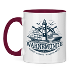 Keramik-Tasse zweifarbig  "Warnemünde Leuchtturm" #500