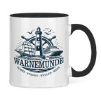Keramik-Tasse zweifarbig  "Warnemünde Leuchtturm" #500