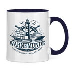 Keramik-Tasse zweifarbig  "Warnemünde Leuchtturm" #500
