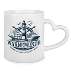 Keramik-Tasse mit Herzhenkel  "Warnemünde Leuchtturm" #500