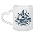 Keramik-Tasse mit Herzhenkel  "Warnemünde Leuchtturm" #500