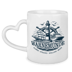 Keramik-Tasse mit Herzhenkel  "Warnemünde Leuchtturm" #500
