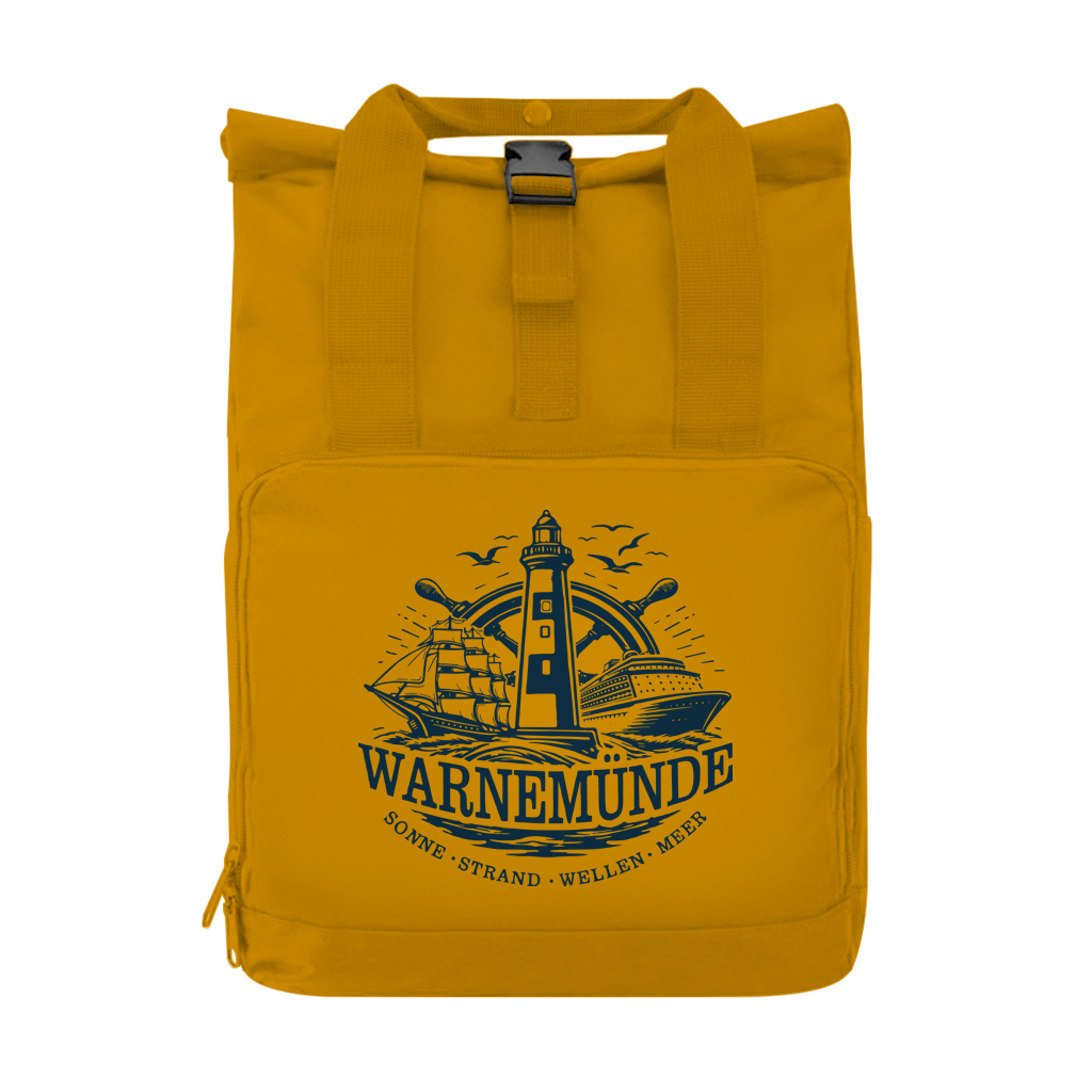 Rucksack mit Seitentasche  "Warnemünde Leuchtturm" #500 Gr. S