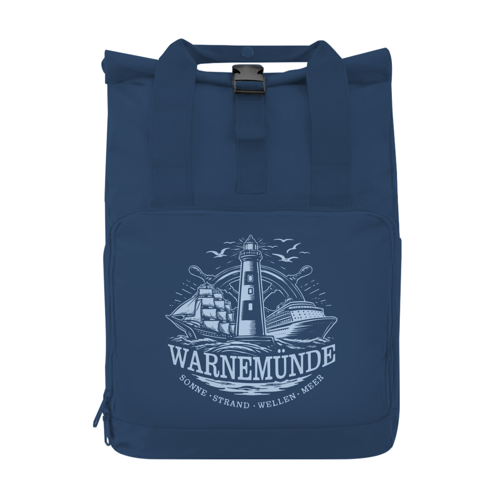 Rucksack mit Seitentasche  "Warnemünde Leuchtturm" #500 Gr. S