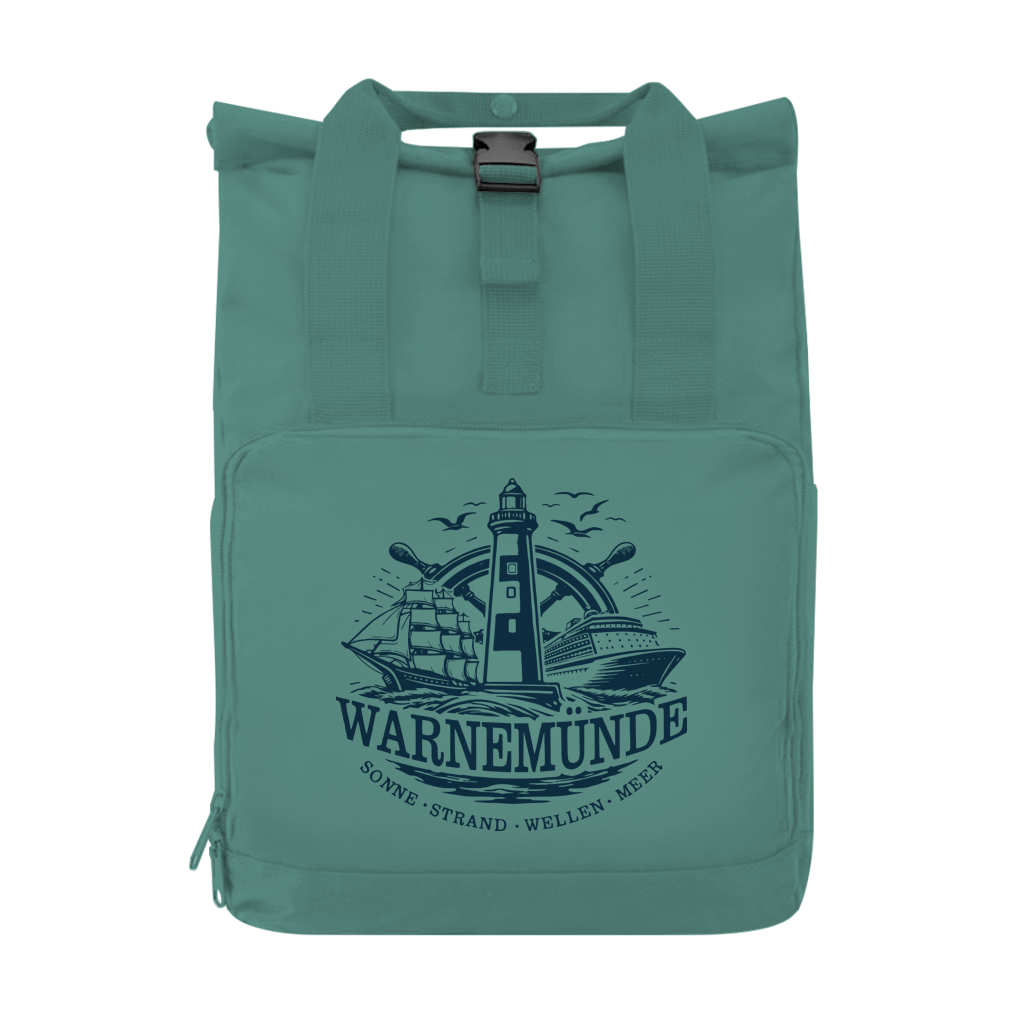Rucksack mit Seitentasche  "Warnemünde Leuchtturm" #500 Gr. S
