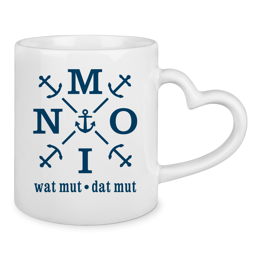 Keramik-Tasse mit Herzhenkel "MOIN"#504