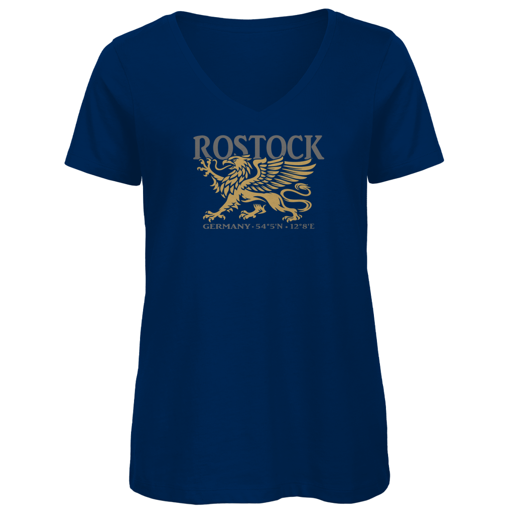 T-Shirt Damen V-Neck "Rostock Greif" #438