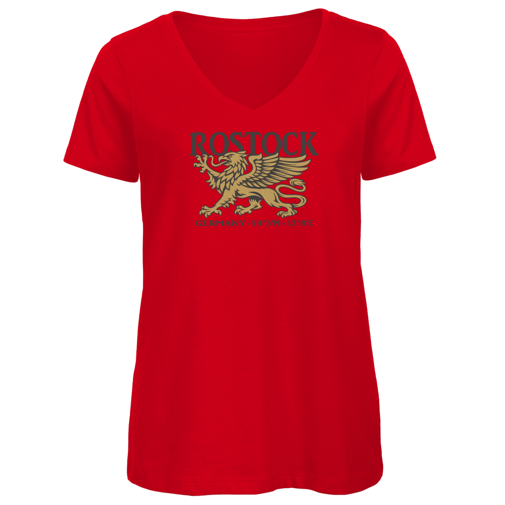 T-Shirt Damen V-Neck "Rostock Greif" #438