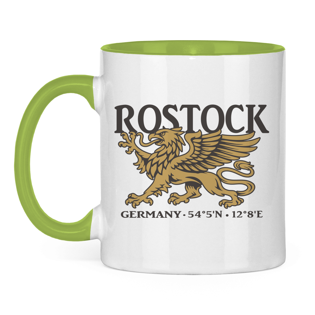 Keramik-Tasse zweifarbig  "Rostock Greif" #438