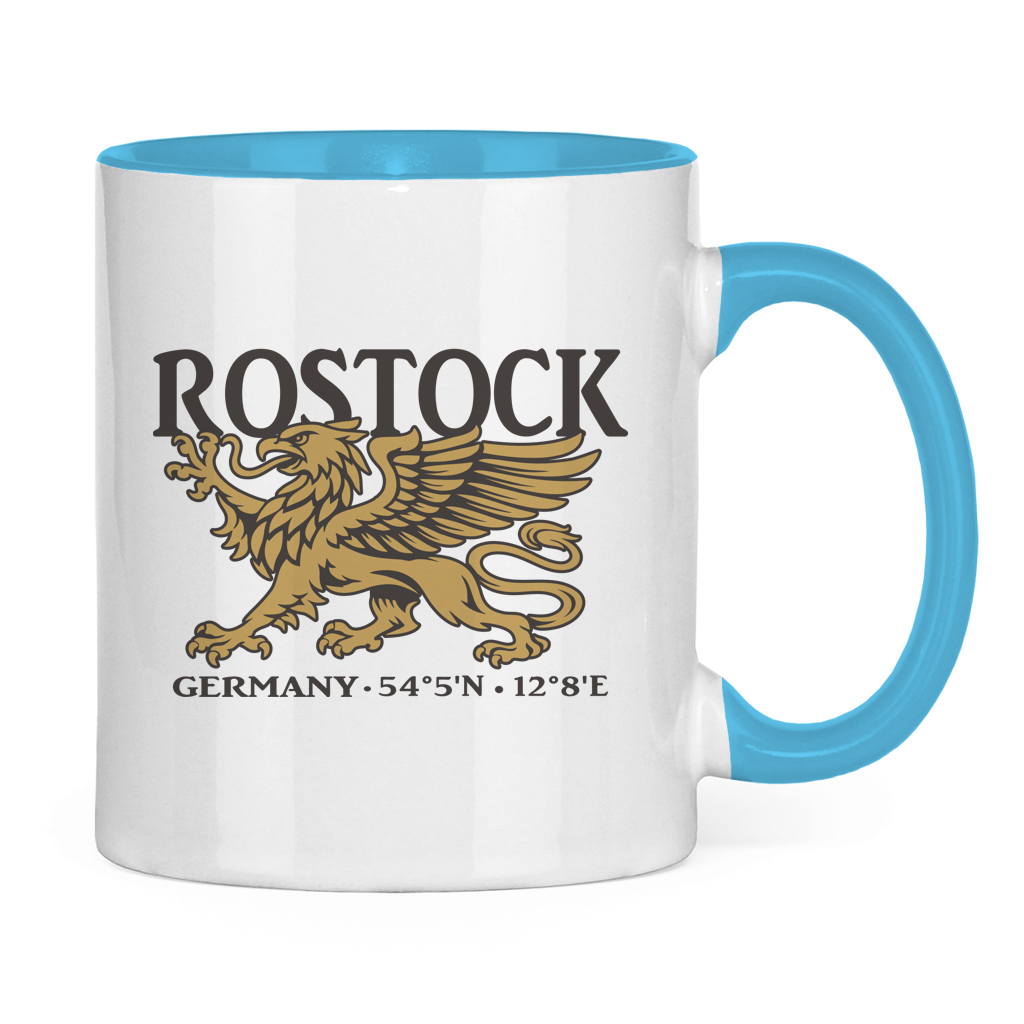 Keramik-Tasse zweifarbig  "Rostock Greif" #438