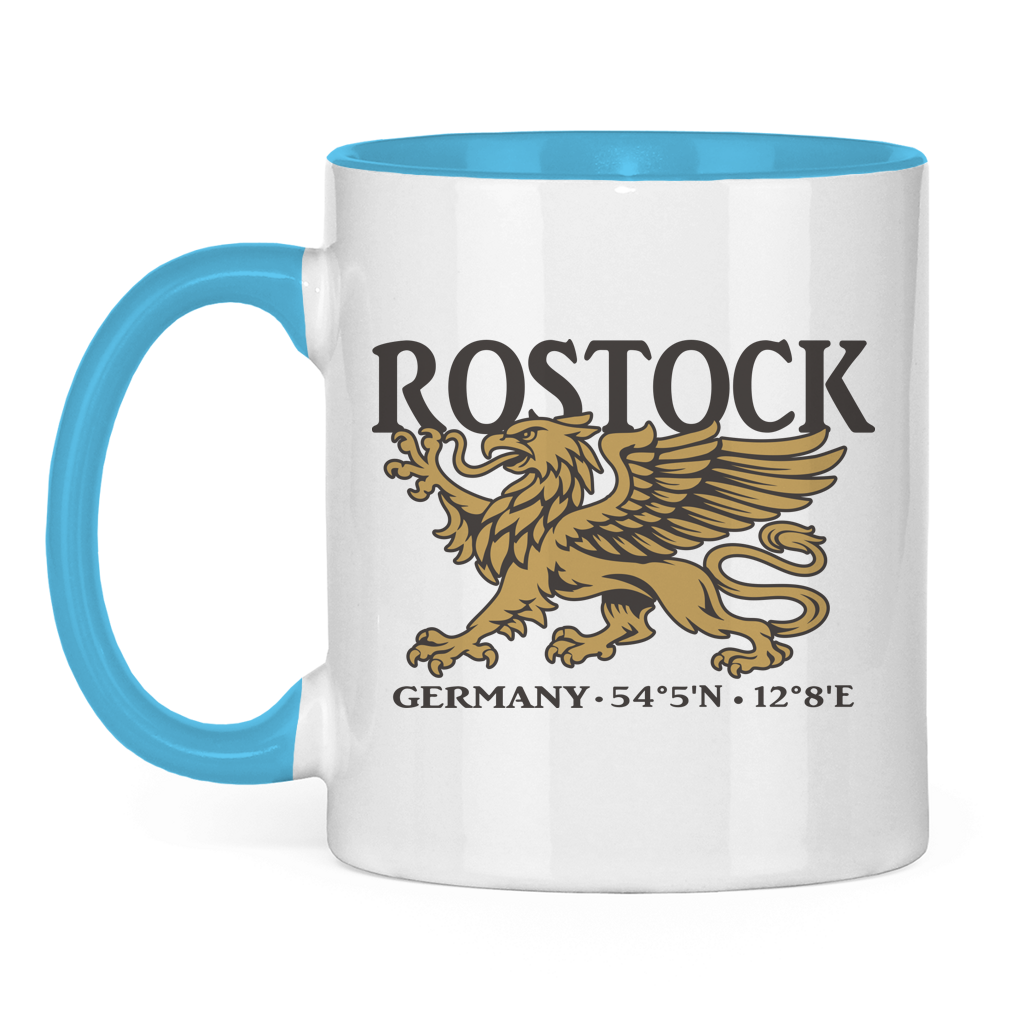 Keramik-Tasse zweifarbig  "Rostock Greif" #438