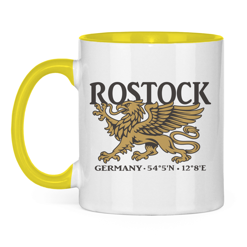 Keramik-Tasse zweifarbig  "Rostock Greif" #438