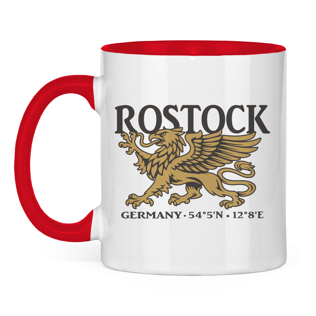 Keramik-Tasse zweifarbig  "Rostock Greif" #438