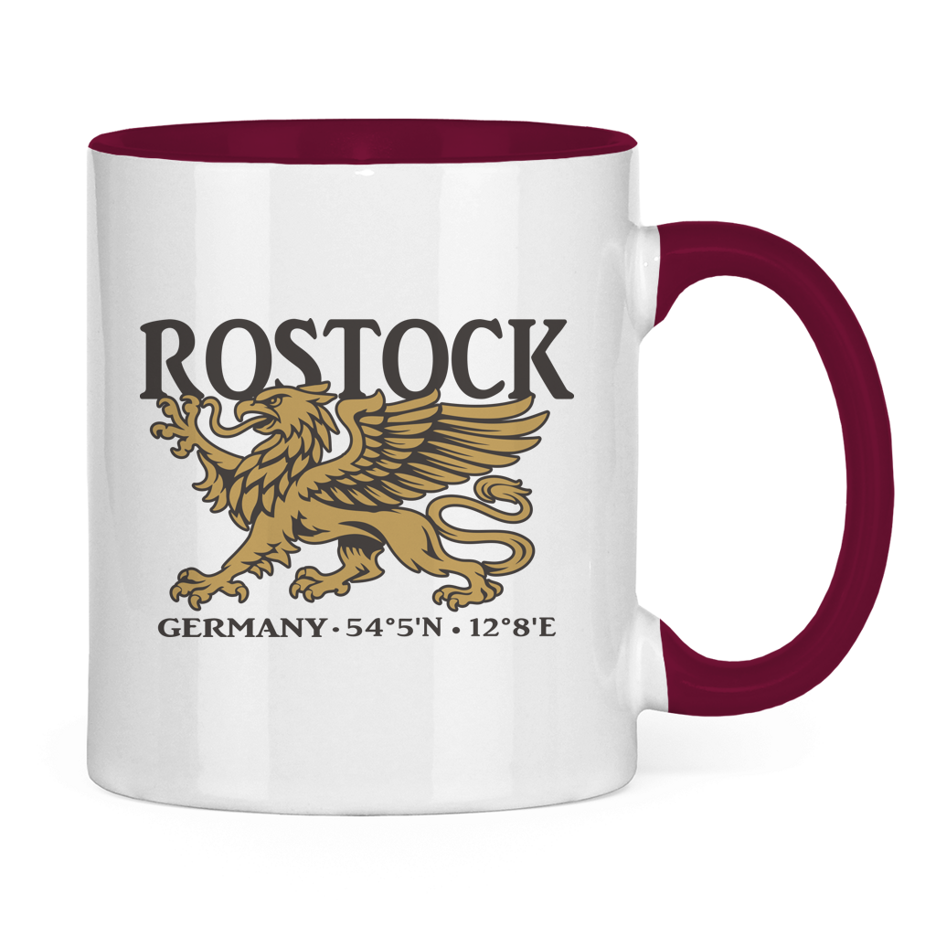 Keramik-Tasse zweifarbig  "Rostock Greif" #438