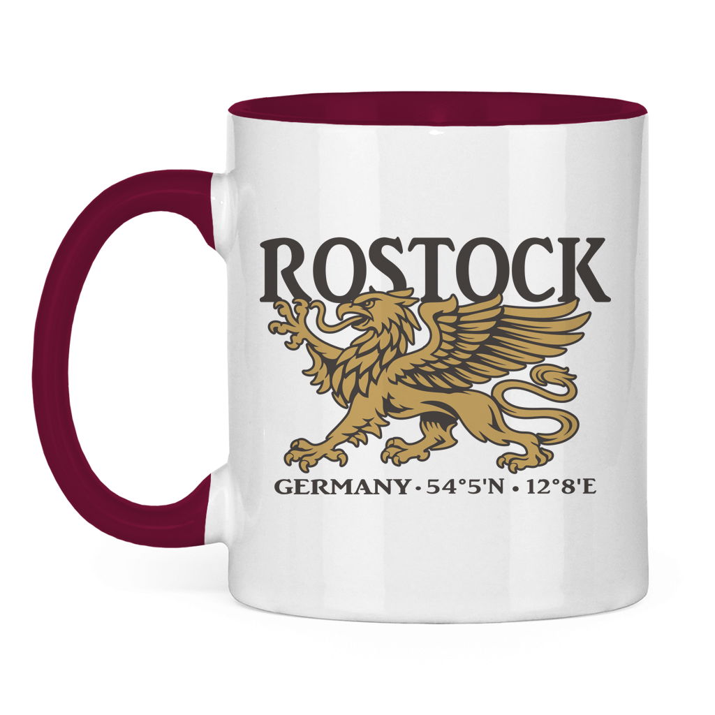 Keramik-Tasse zweifarbig  "Rostock Greif" #438