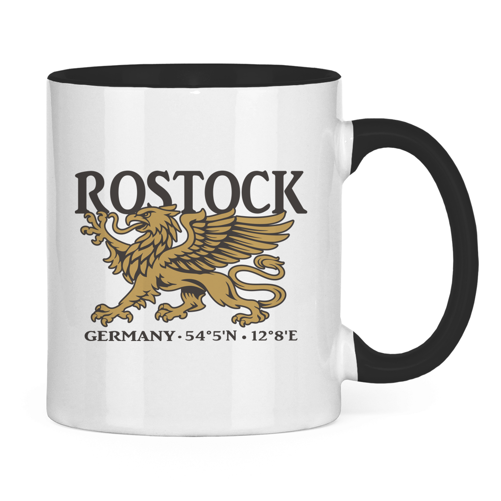 Keramik-Tasse zweifarbig  "Rostock Greif" #438