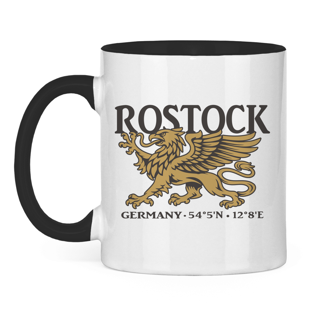 Keramik-Tasse zweifarbig  "Rostock Greif" #438