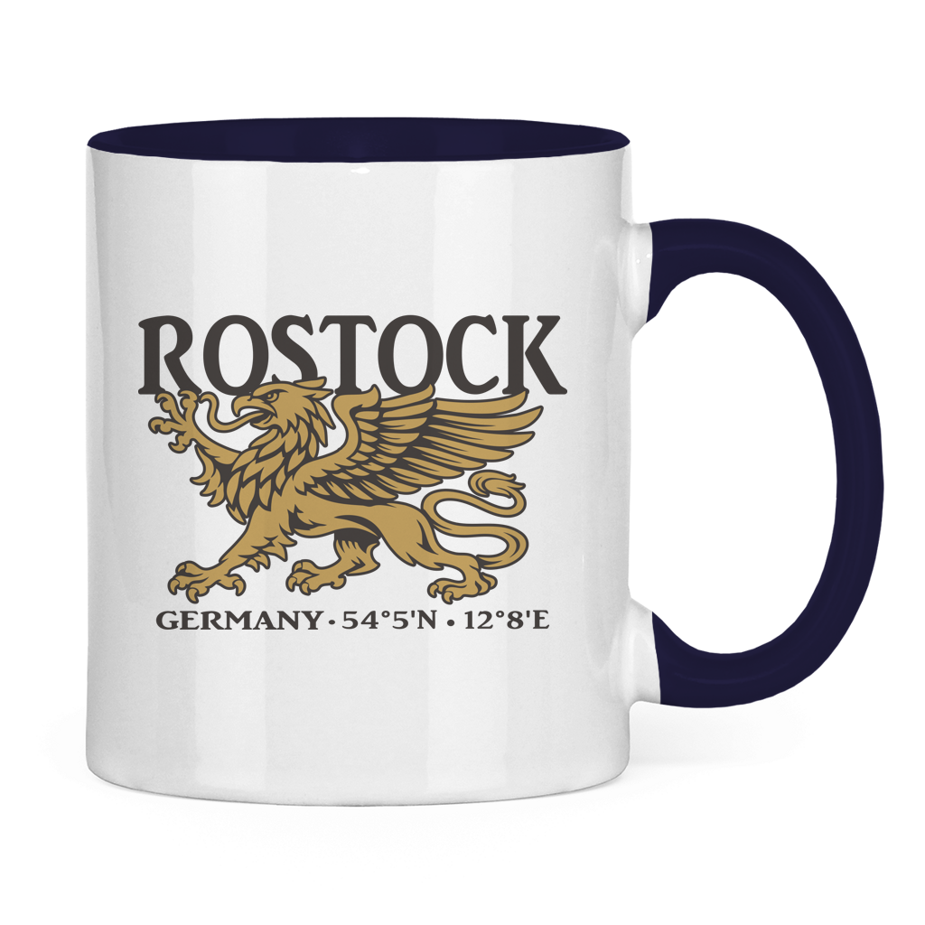 Keramik-Tasse zweifarbig  "Rostock Greif" #438