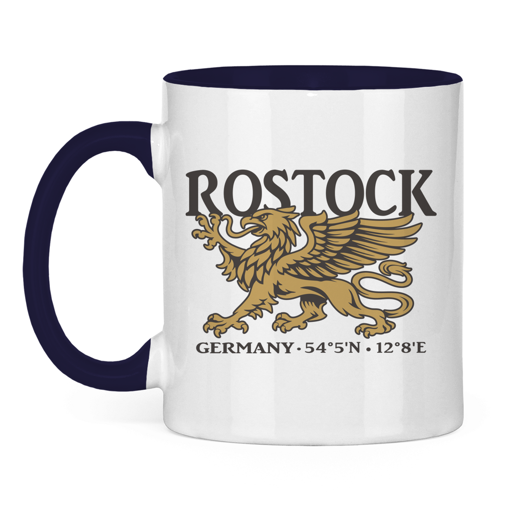 Keramik-Tasse zweifarbig  "Rostock Greif" #438