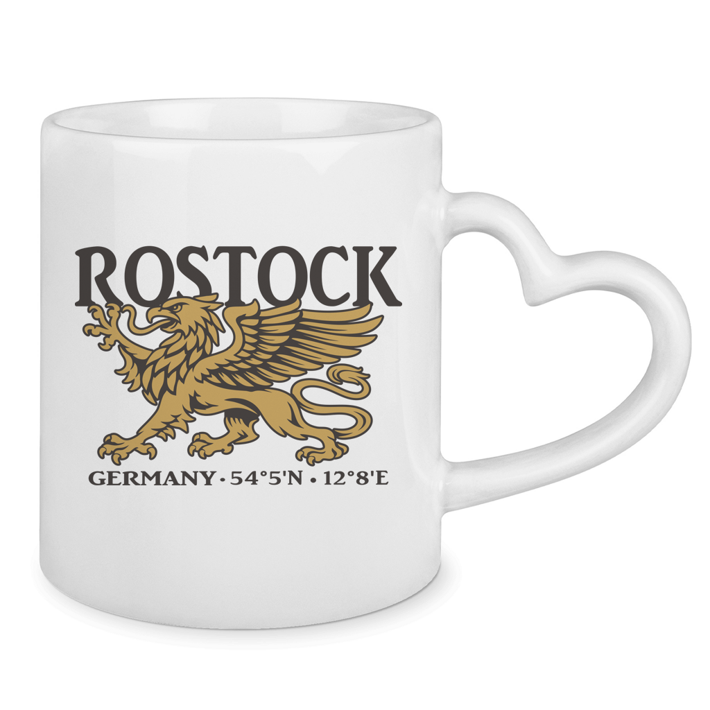 Keramik-Tasse mit Herzhenkel  "Rostock Greif" #438