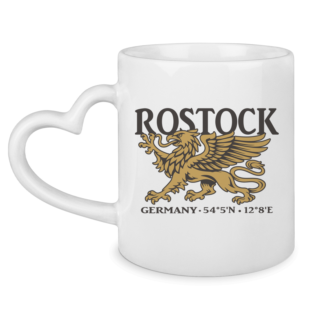 Keramik-Tasse mit Herzhenkel  "Rostock Greif" #438