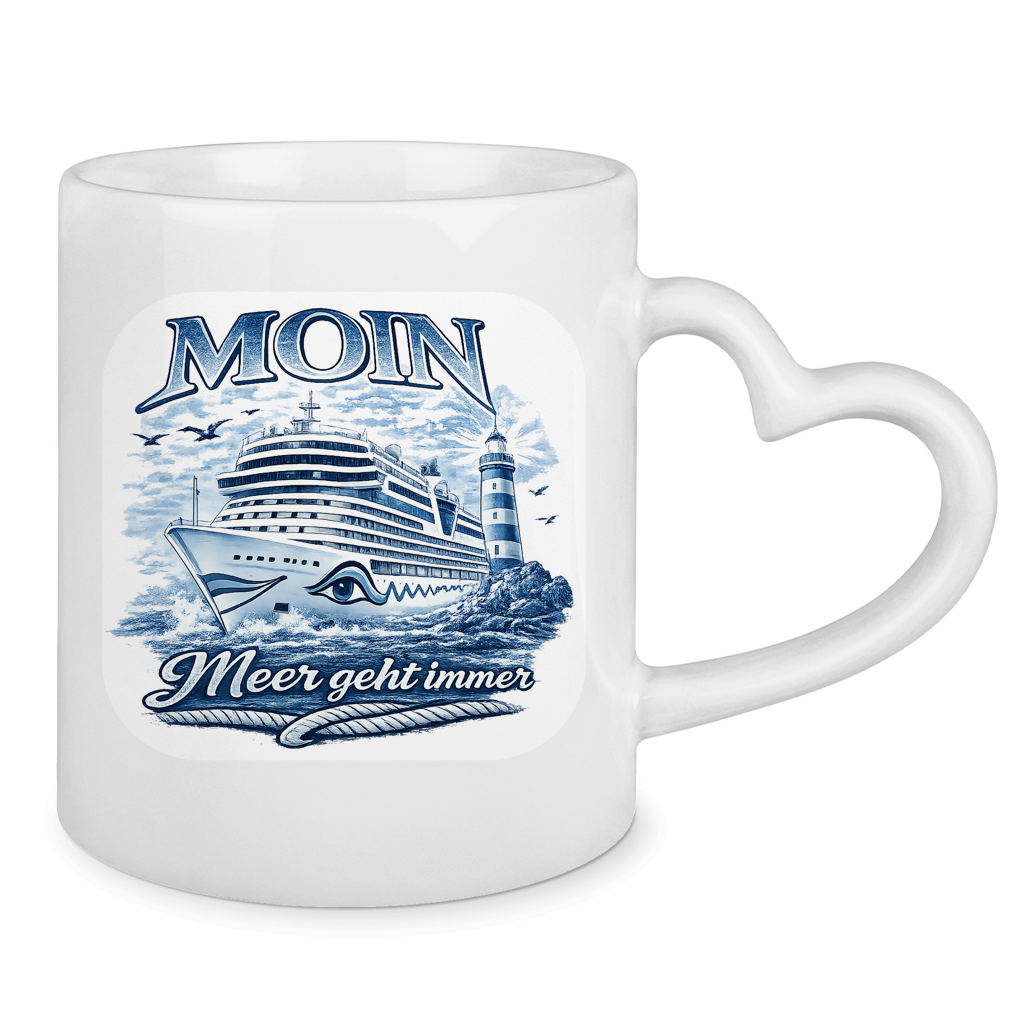 Keramik-Tasse mit Herzhenkel  Kreuzfahrt / Cruise #901