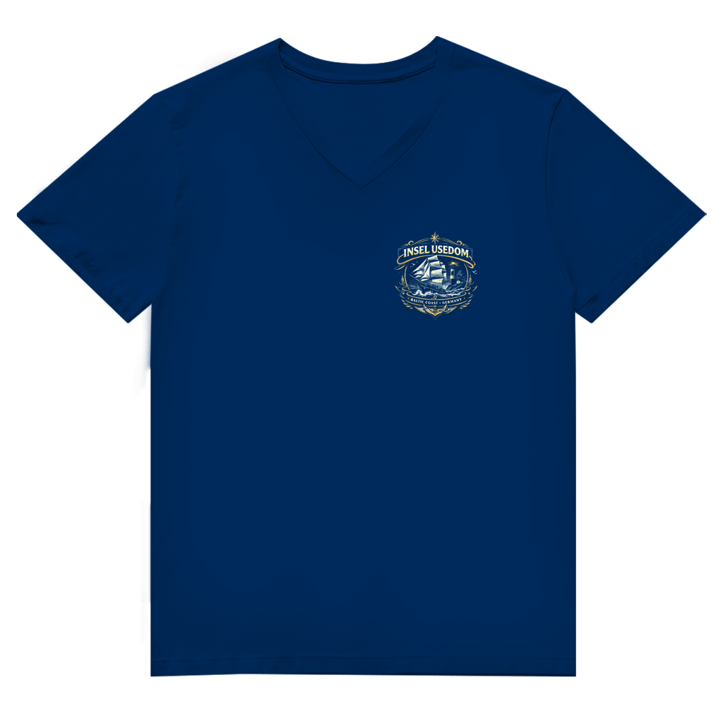 T-Shirt Herren V-Neck  Segelschiff #584 Insel Usedom