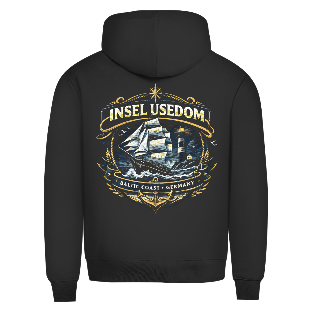 Hoodie Herren Segelschiff #584 Insel Usedom - beidseitiger Druck