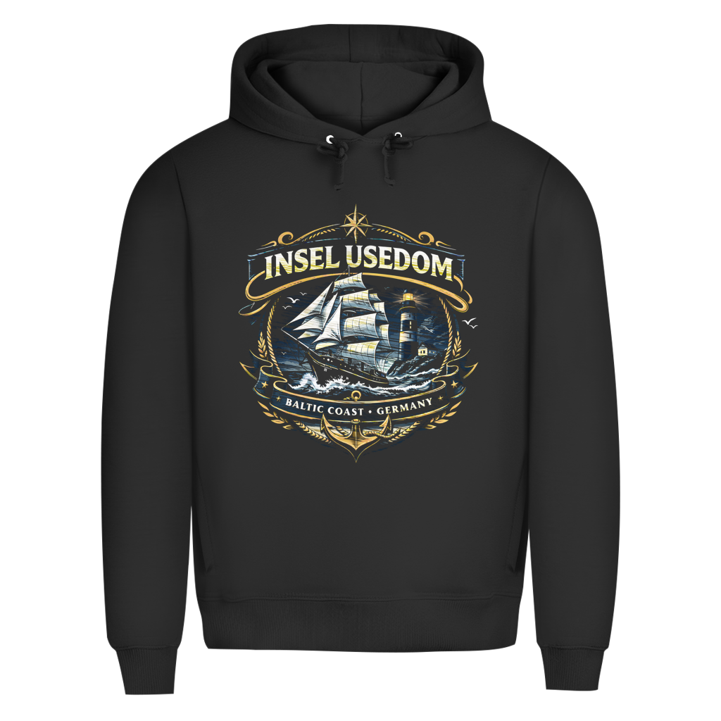 Hoodie Herren Segelschiff #584 Insel Usedom - beidseitiger Druck
