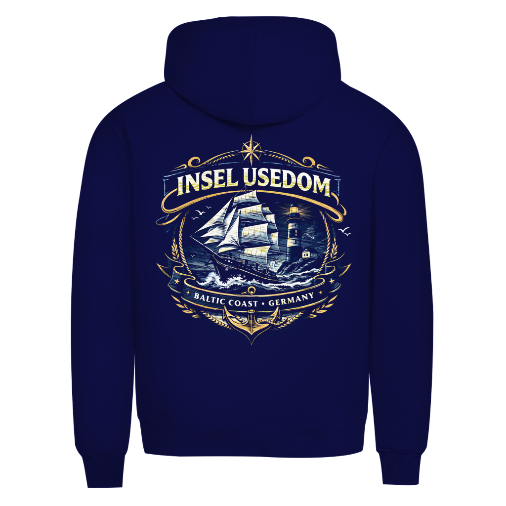 Hoodie Herren Segelschiff #584 Insel Usedom - beidseitiger Druck
