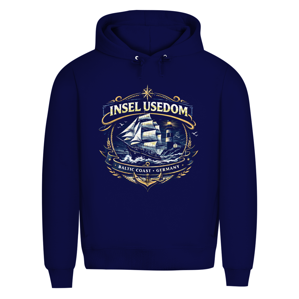 Hoodie Herren Segelschiff #584 Insel Usedom - beidseitiger Druck