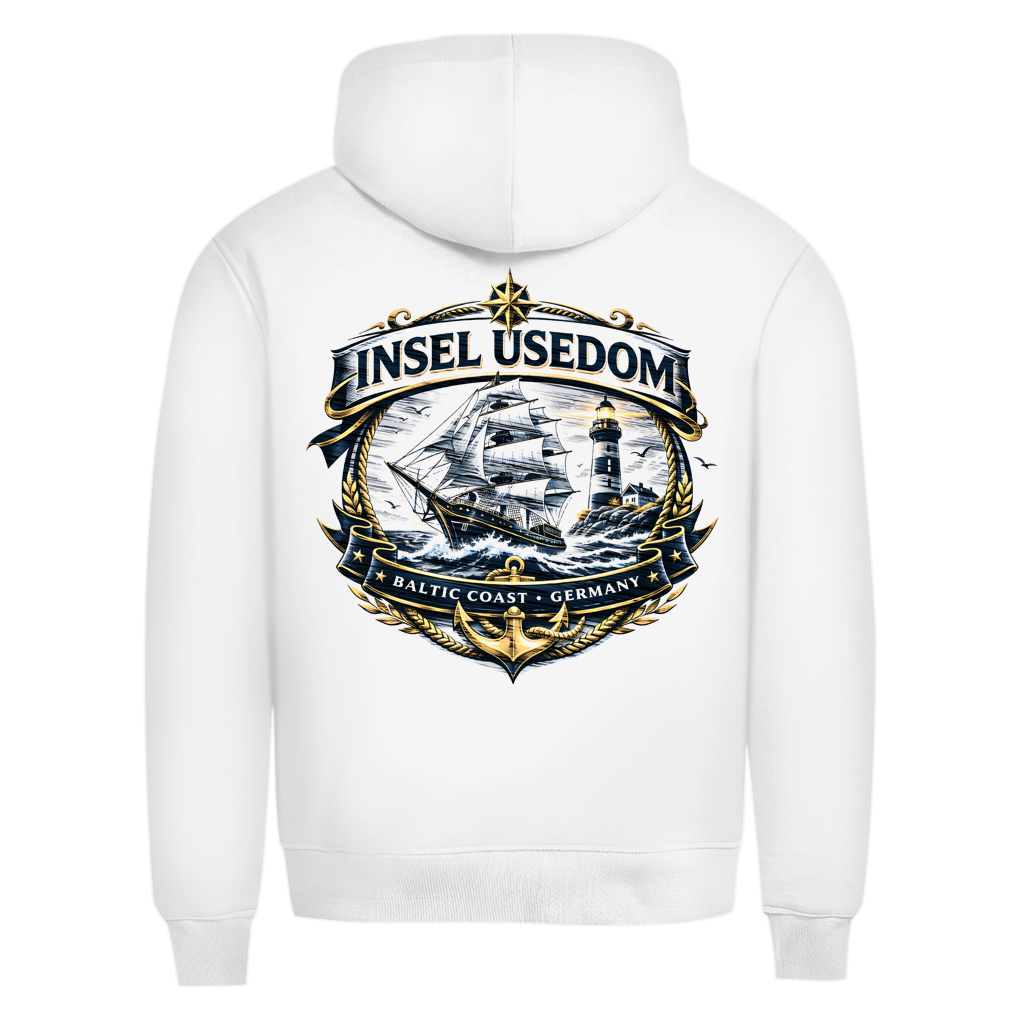 Hoodie Herren Segelschiff #584 Insel Usedom - beidseitiger Druck