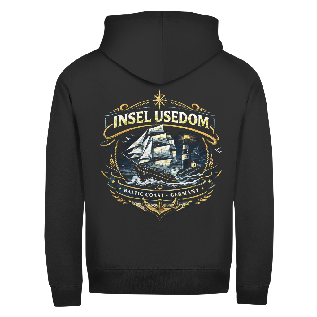 Hoodie-Jacke  Segelschiff #584 Insel Usedom - beidseitiger Druck