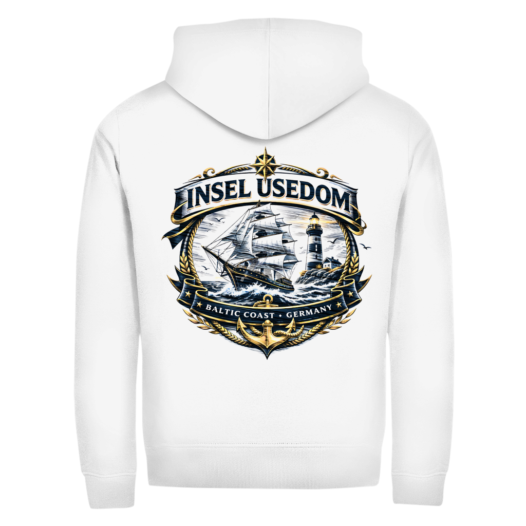 Hoodie-Jacke  Segelschiff #584 Insel Usedom - beidseitiger Druck