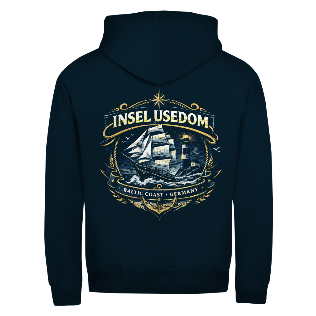 Hoodie-Jacke  Segelschiff #584 Insel Usedom - beidseitiger Druck