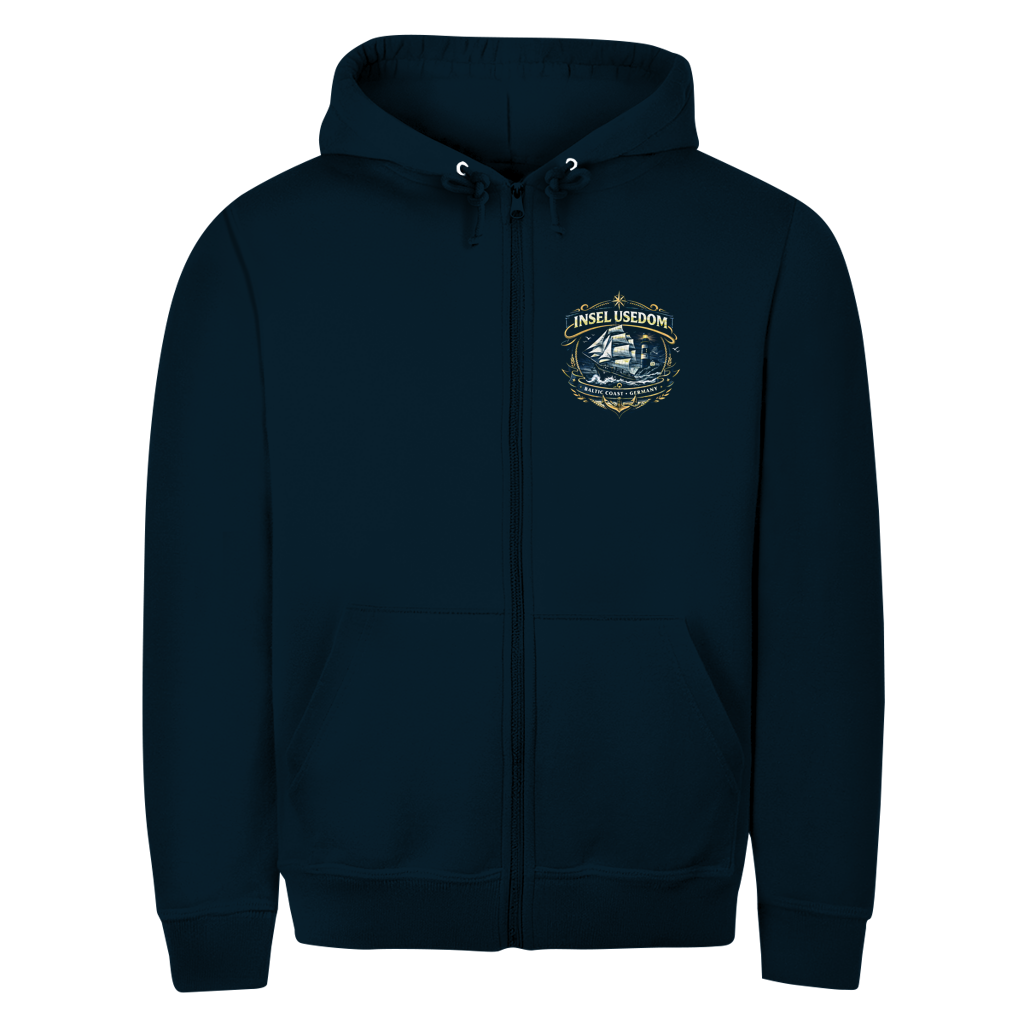 Hoodie-Jacke  Segelschiff #584 Insel Usedom - beidseitiger Druck