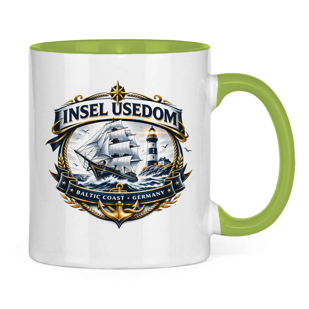 Keramik-Tasse zweifarbig  Segelschiff #584 Insel Usedom