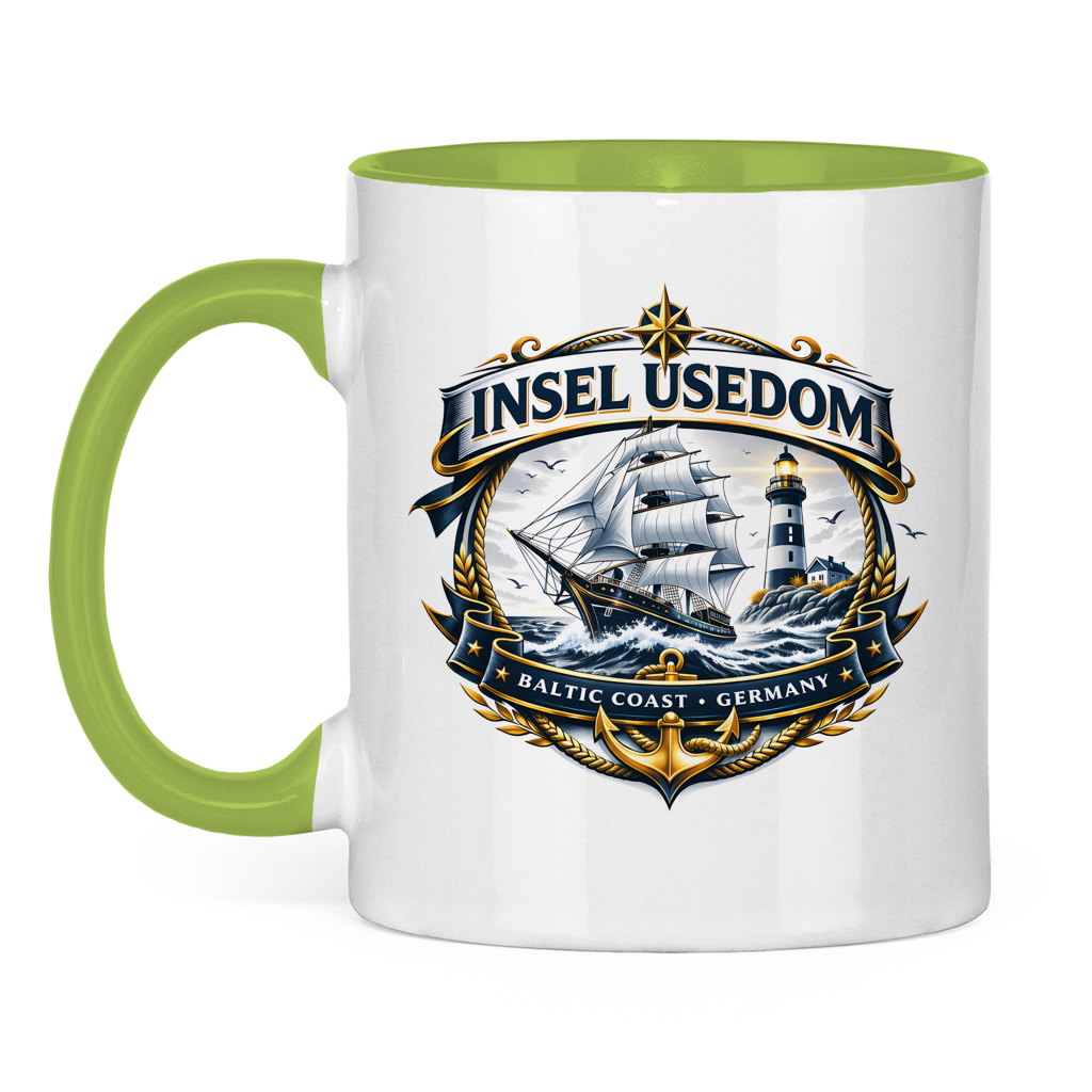 Keramik-Tasse zweifarbig  Segelschiff #584 Insel Usedom