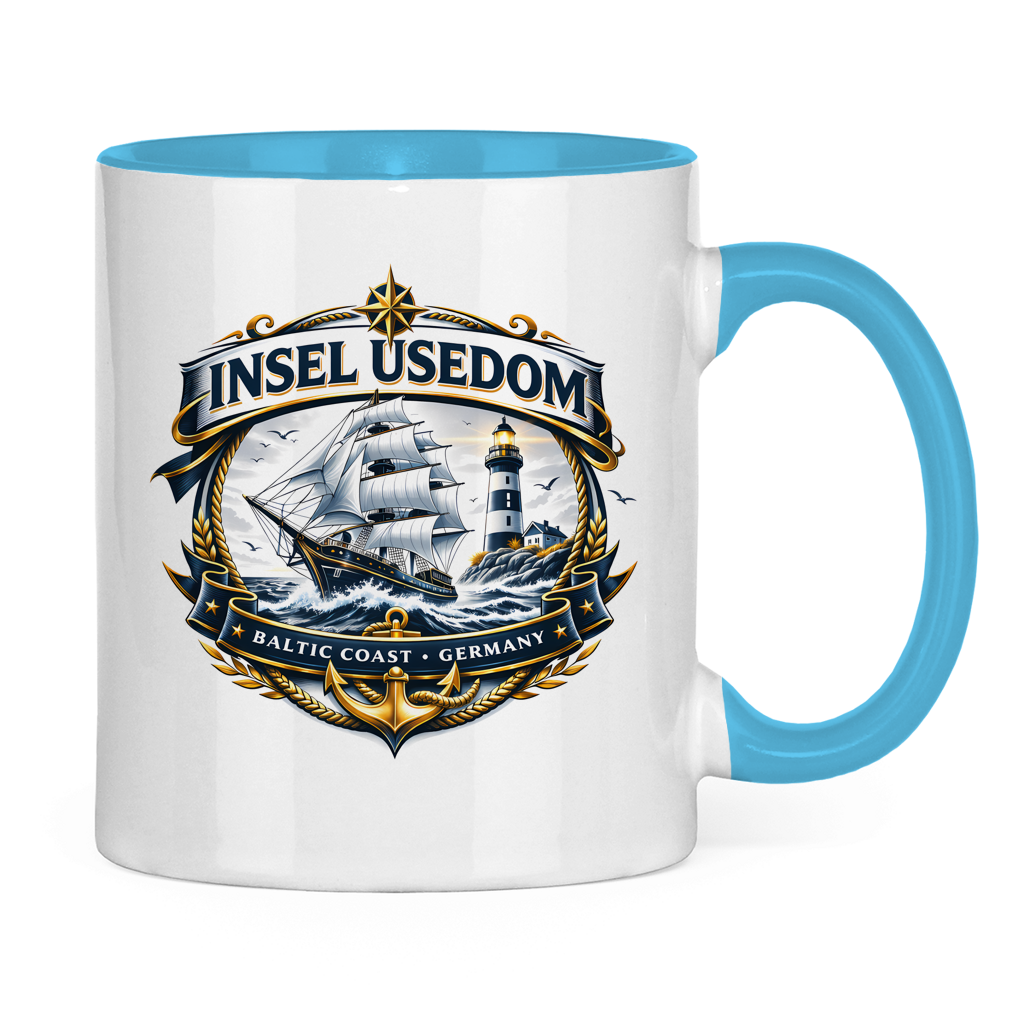 Keramik-Tasse zweifarbig  Segelschiff #584 Insel Usedom